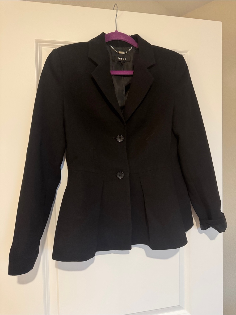 DKNY Black Tailored Peplum Blazer Jacket